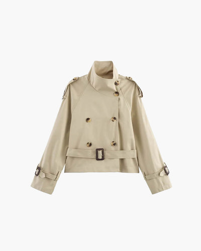 Amelie | Eleganter Kurzer Trenchcoat für Damen Schwarz