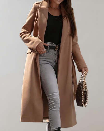 Amelie | Eleganter Wollmantel Damen Winter mit Gürtel