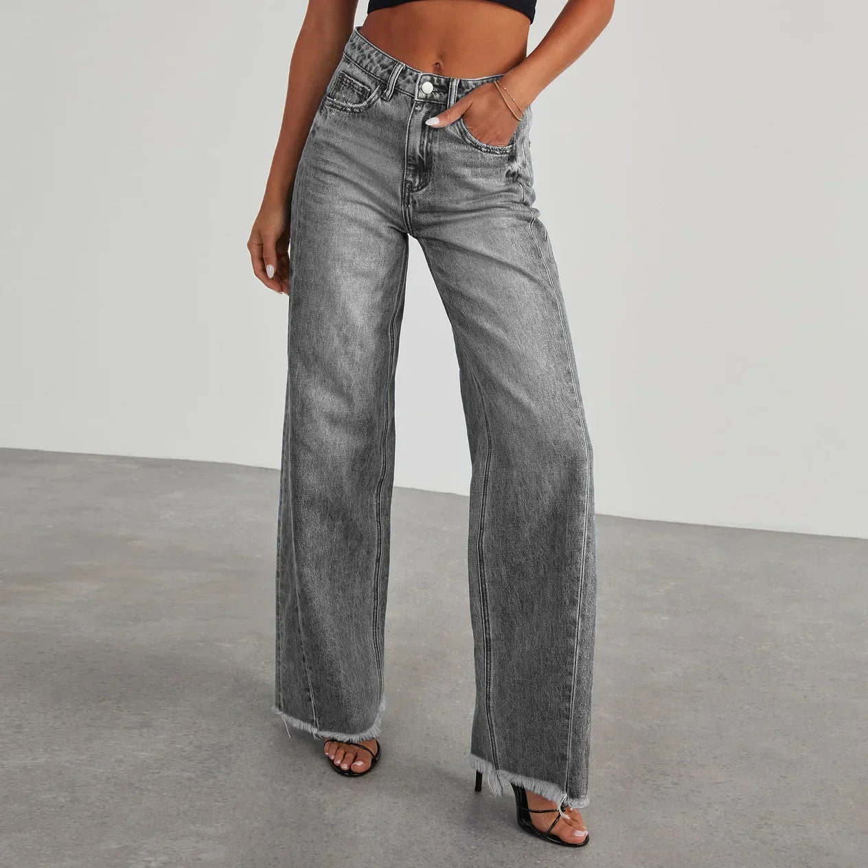 Clara | Lässige Weitbein-Jeans für Damen mit Hohem Bund