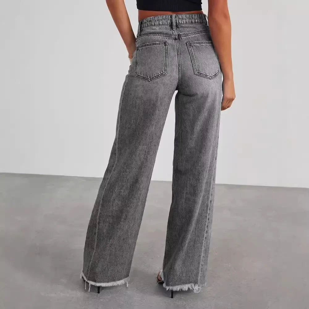 Clara | Lässige Weitbein-Jeans für Damen mit Hohem Bund