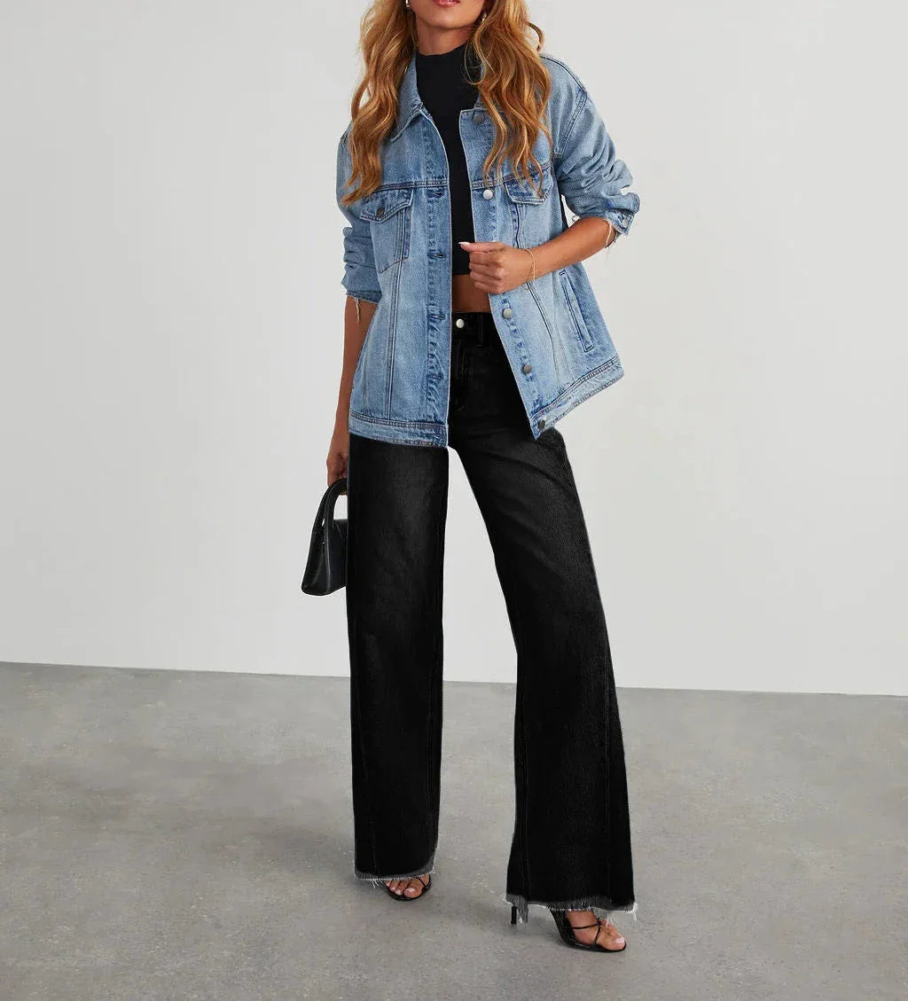 Clara | Lässige Weitbein-Jeans für Damen mit Hohem Bund