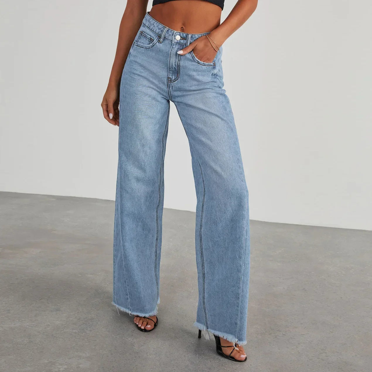 Clara | Lässige Weitbein-Jeans für Damen mit Hohem Bund