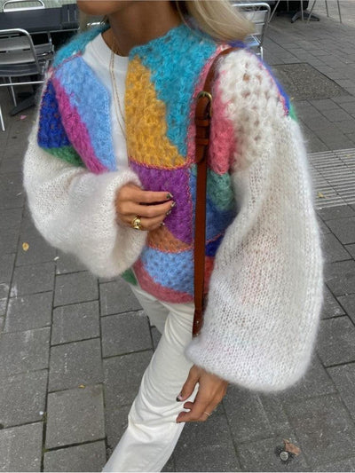 Coleen | Elegante Strickjacke für Damen Herbst Patchwork