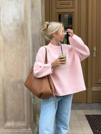 Dominique | Kuscheliger Oversized-Damenpullover aus Baumwolle