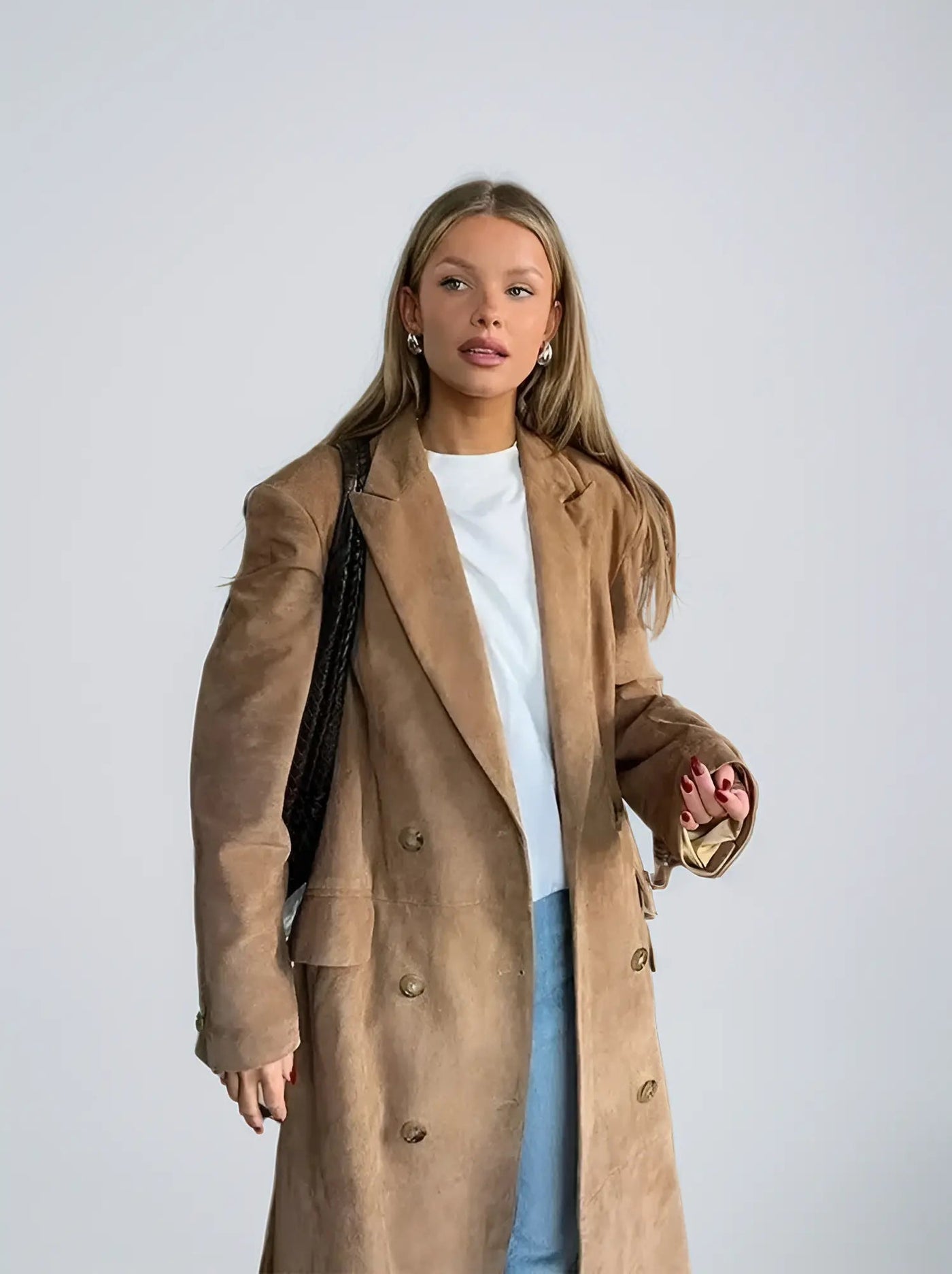 Elena | Eleganter Wildleder-Trenchcoat für Damen Herbst