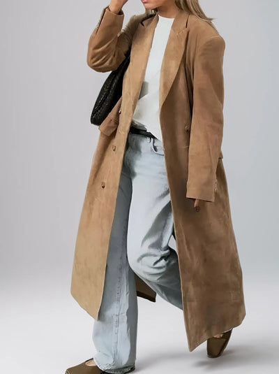 Elena | Eleganter Wildleder-Trenchcoat für Damen Herbst