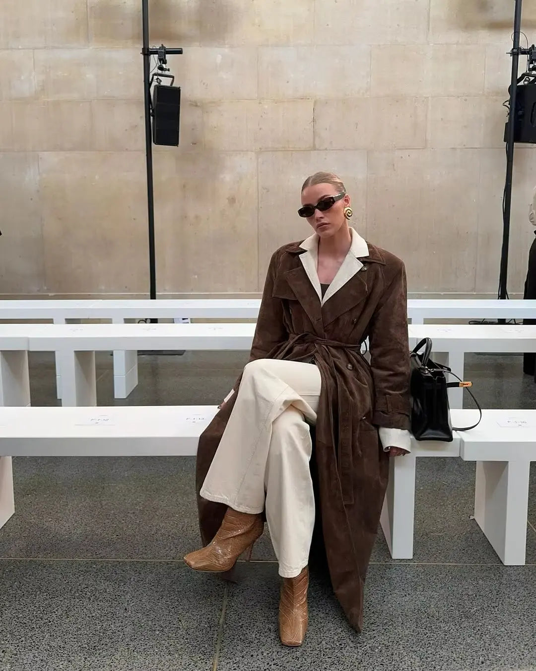 Ella | Eleganter Leder Trenchcoat für Damen Beige