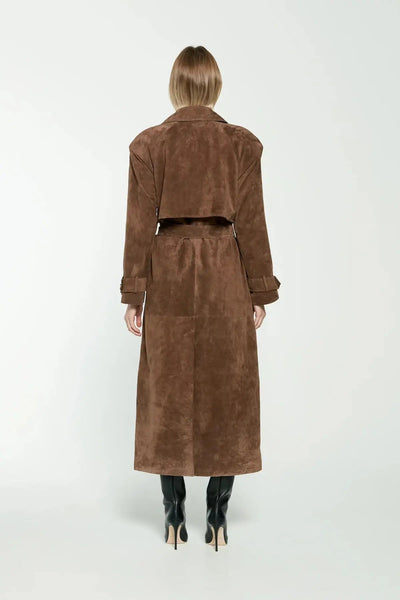 Ella | Eleganter Leder Trenchcoat für Damen Beige