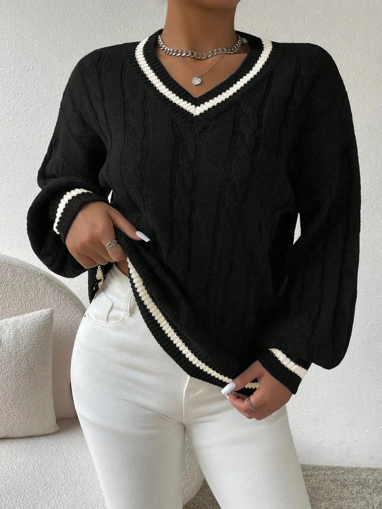 Freja | Bequemer Kabelstrickpullover für Damen Baumwolle