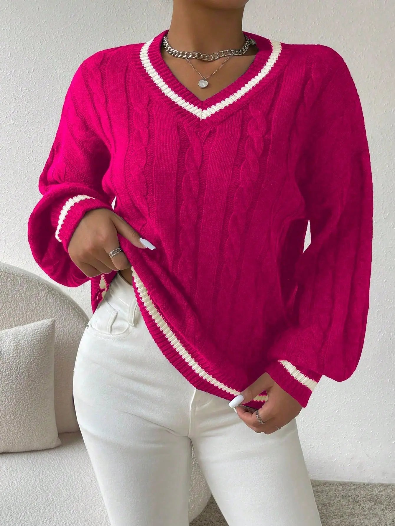 Freja | Bequemer Kabelstrickpullover für Damen Baumwolle