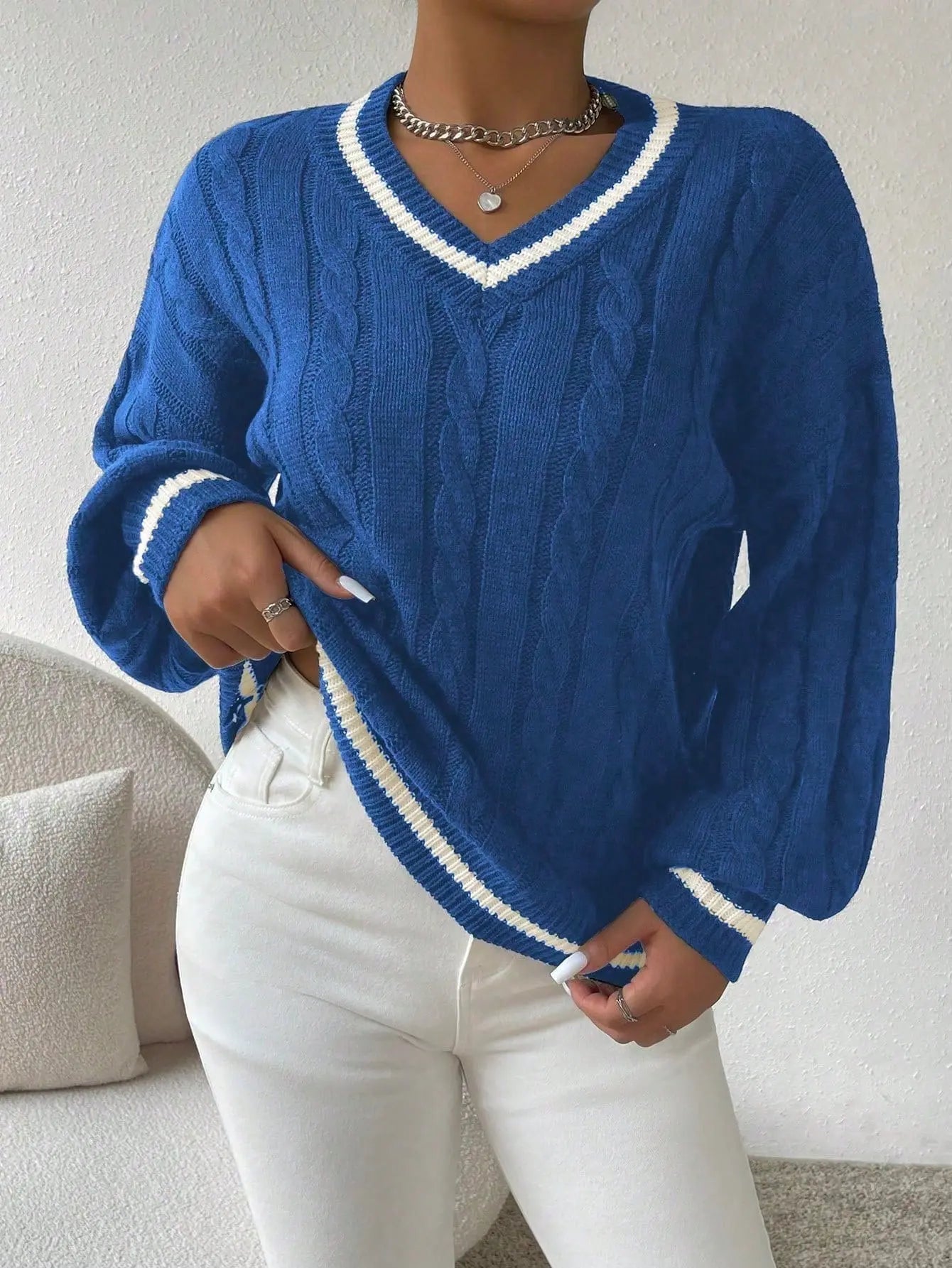 Freja | Bequemer Kabelstrickpullover für Damen Baumwolle