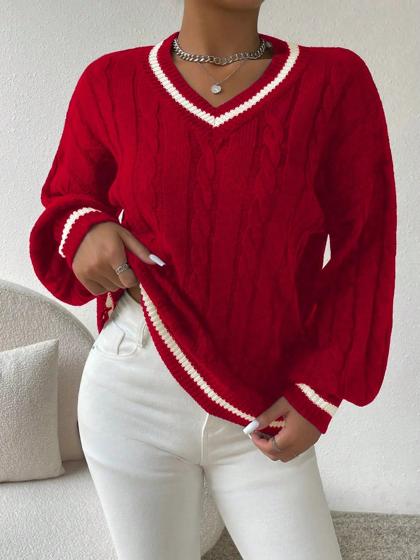 Freja | Bequemer Kabelstrickpullover für Damen Baumwolle