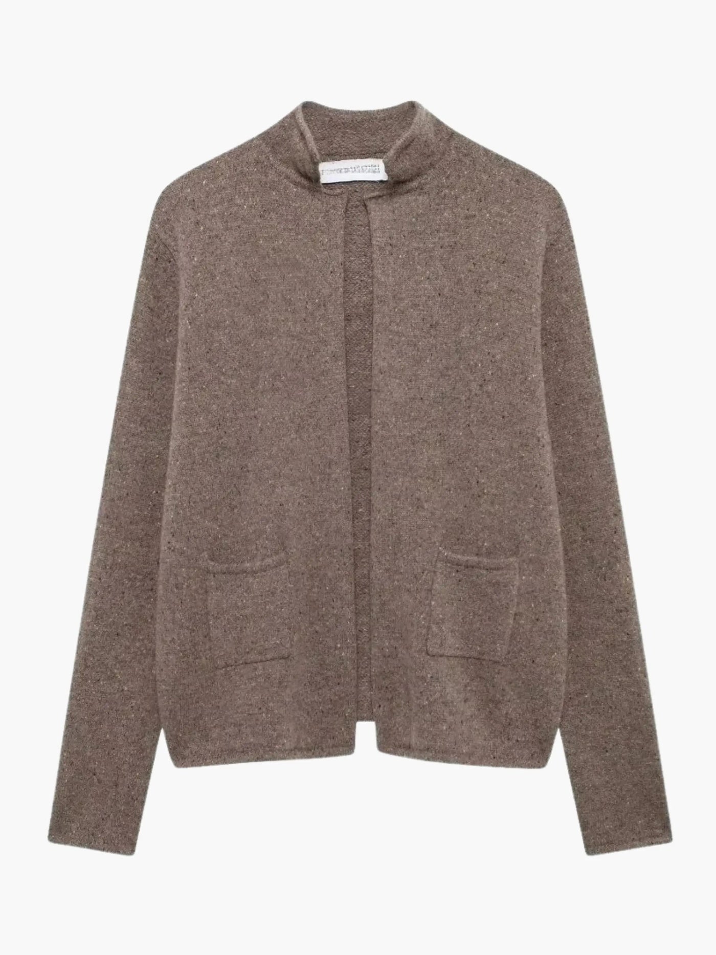 Irma | Elegante Strickjacke für Damen lang mit hohem Kragen