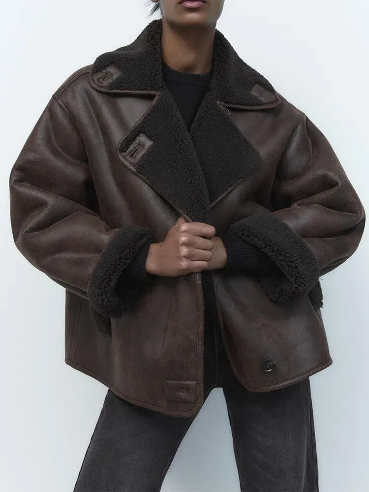 Janice | Stilvolle Kunstlederjacke für Damen mit Futter