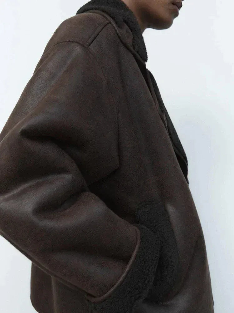 Janice | Stilvolle Kunstlederjacke für Damen mit Futter