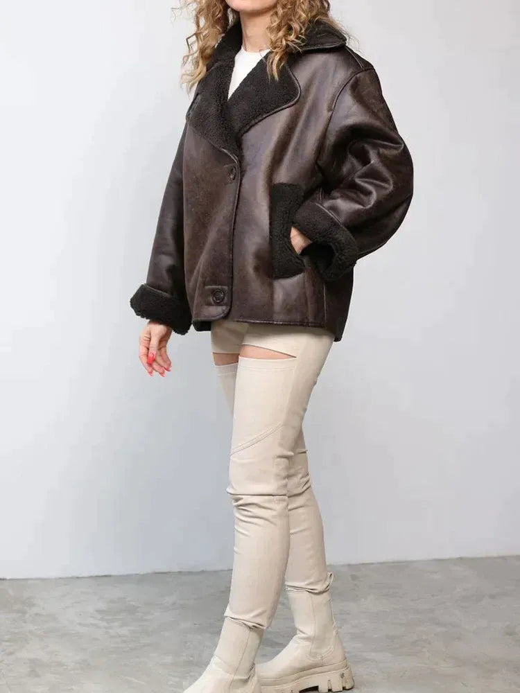 Janice | Stilvolle Kunstlederjacke für Damen mit Futter