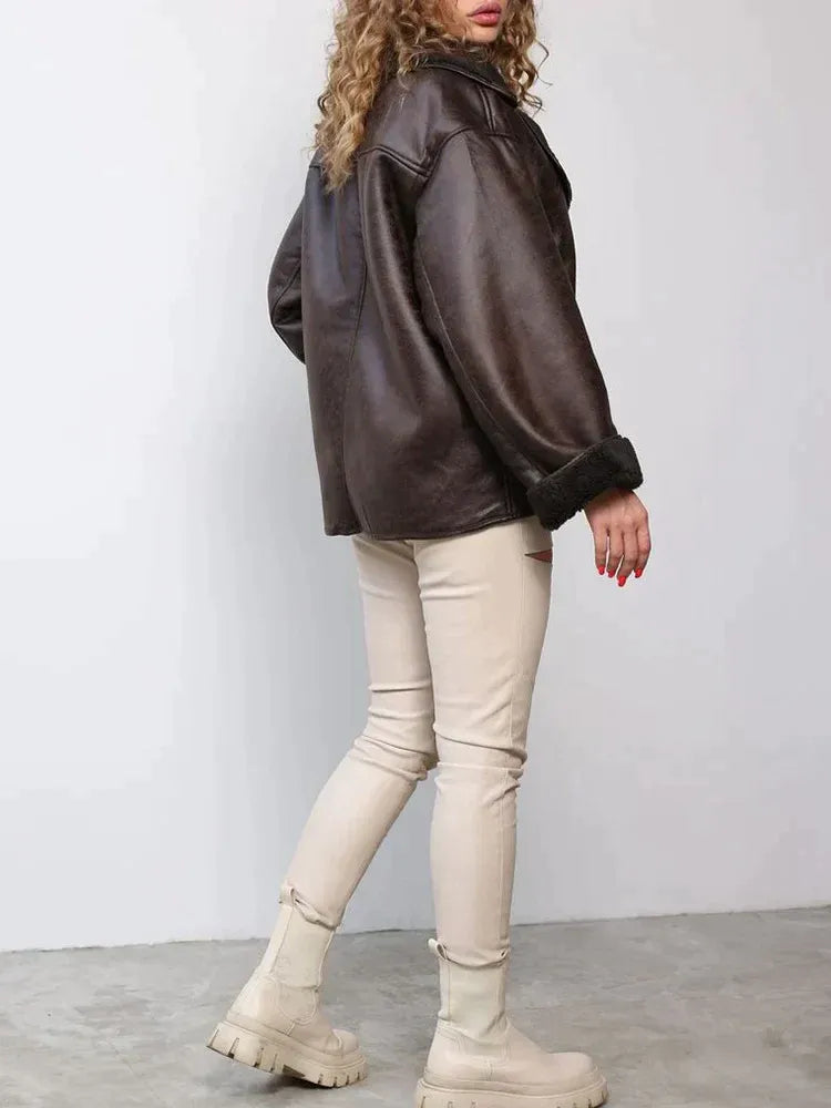 Janice | Stilvolle Kunstlederjacke für Damen mit Futter