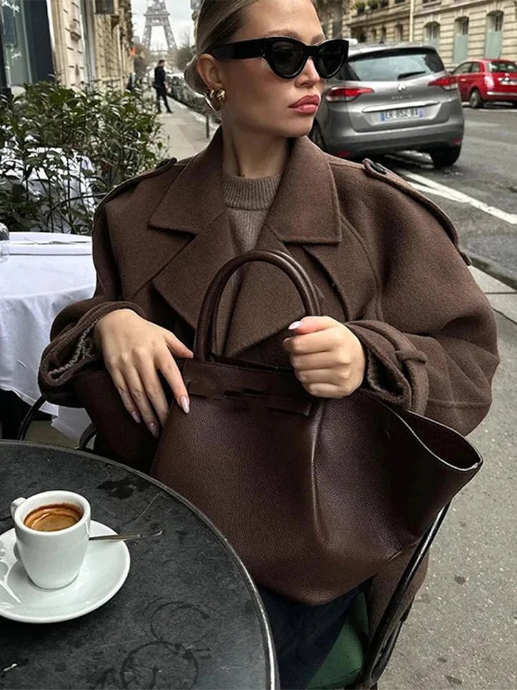 Katrina | Eleganter Kurzer Trenchcoat für Damen schwarz