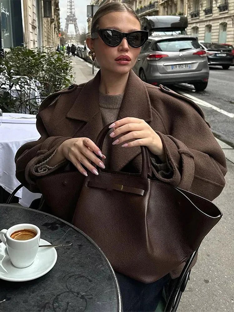 Katrina | Eleganter Kurzer Trenchcoat für Damen schwarz