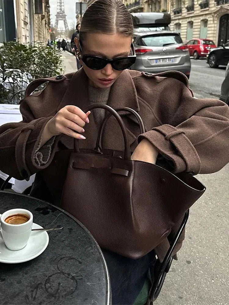 Katrina | Eleganter Kurzer Trenchcoat für Damen schwarz
