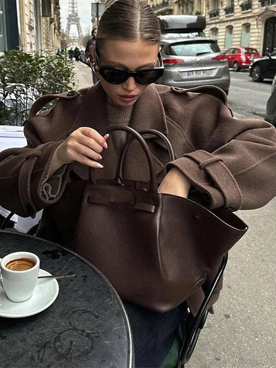 Katrina | Eleganter Kurzer Trenchcoat für Damen schwarz