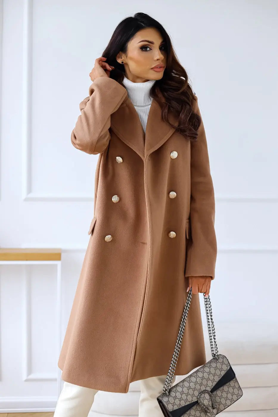 Liva | Eleganter Wollmantel Damen Winter beige