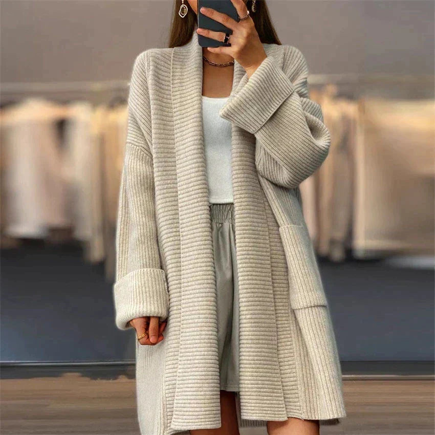 Loralyn | Elegante Strickjacke Damen lang für Herbst/Winter