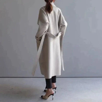Luré | Eleganter Wollmantel Damen Winter beige lang