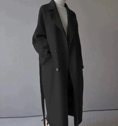 Luré | Eleganter Wollmantel Damen Winter beige lang