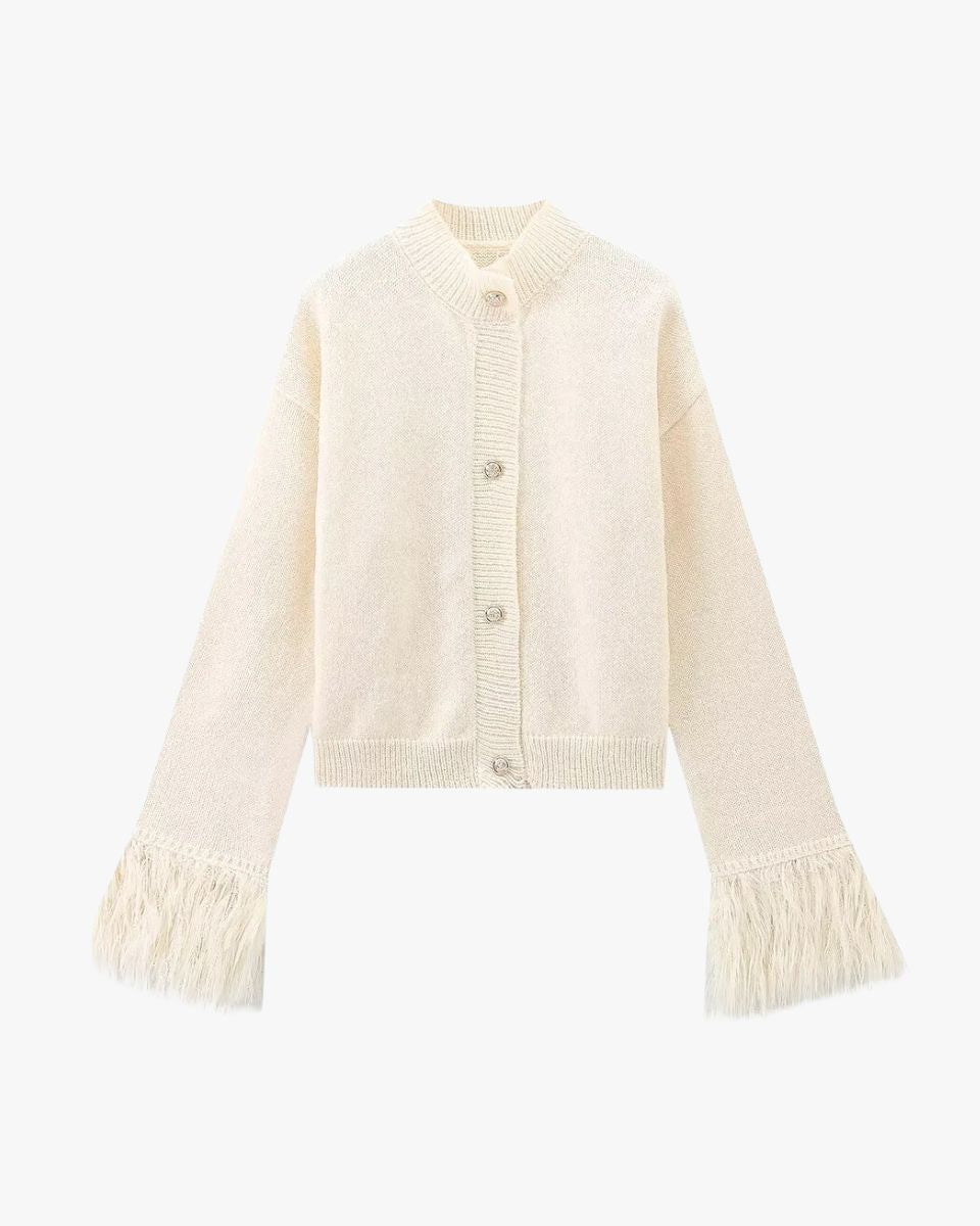 Manon | Elegante Strickjacke für Damen mit Federärmeln