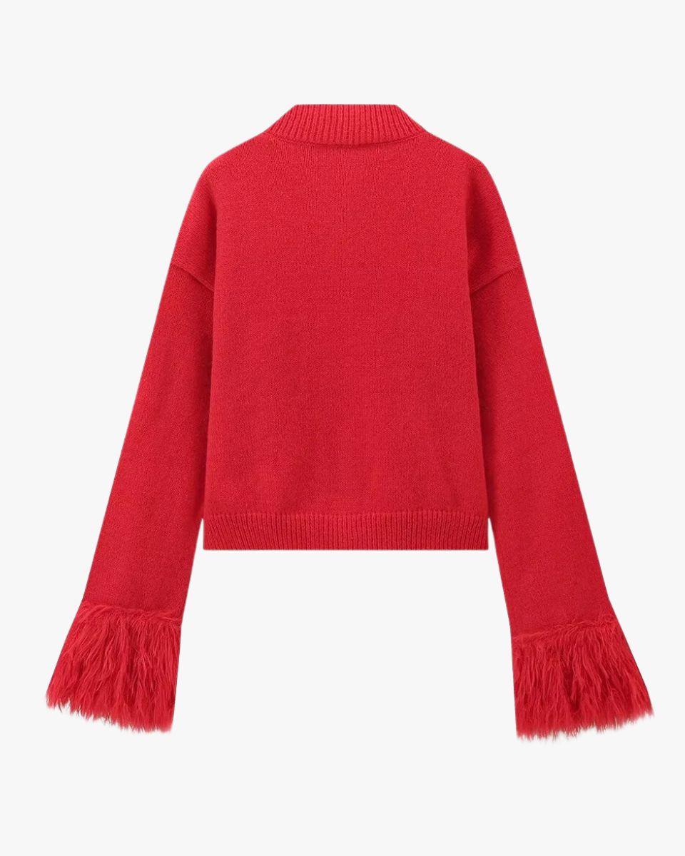 Manon | Elegante Strickjacke für Damen mit Federärmeln