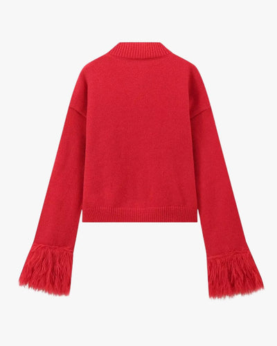 Manon | Elegante Strickjacke für Damen mit Federärmeln