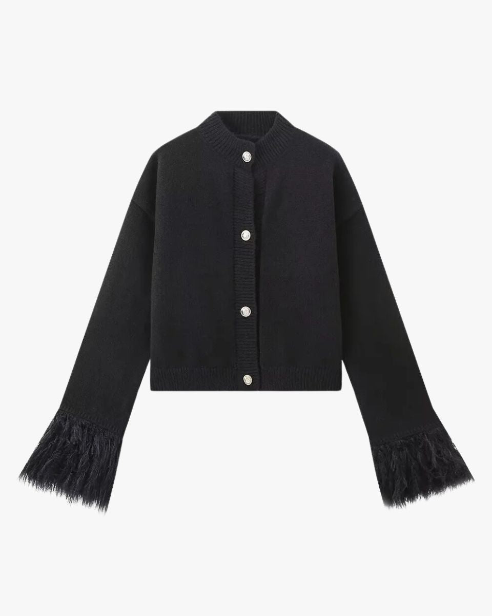 Manon | Elegante Strickjacke für Damen mit Federärmeln