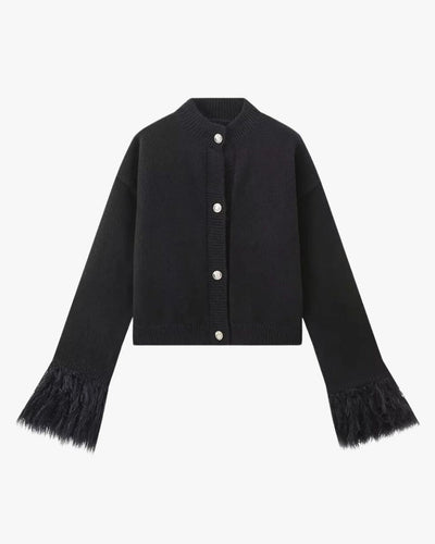 Manon | Elegante Strickjacke für Damen mit Federärmeln