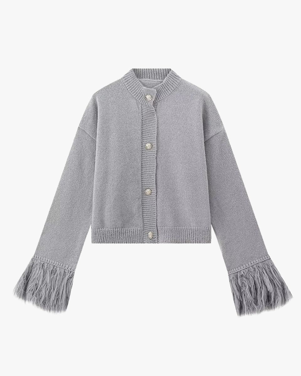 Manon | Elegante Strickjacke für Damen mit Federärmeln