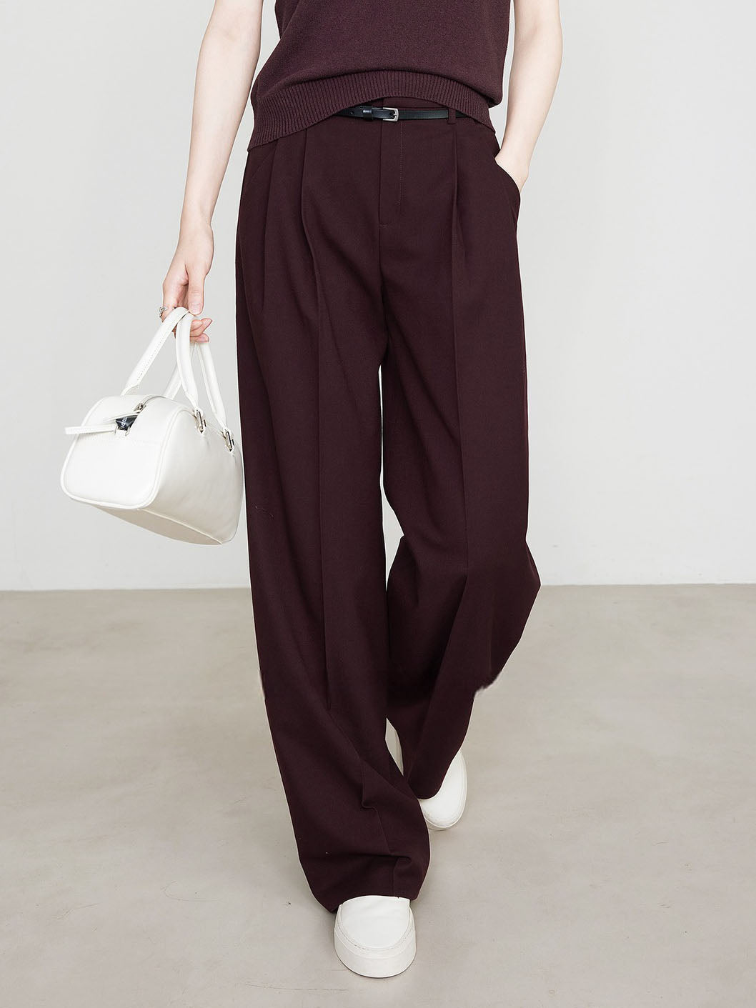 Verena | Elegante Chino Hose für Damen bordeaux Slim Fit